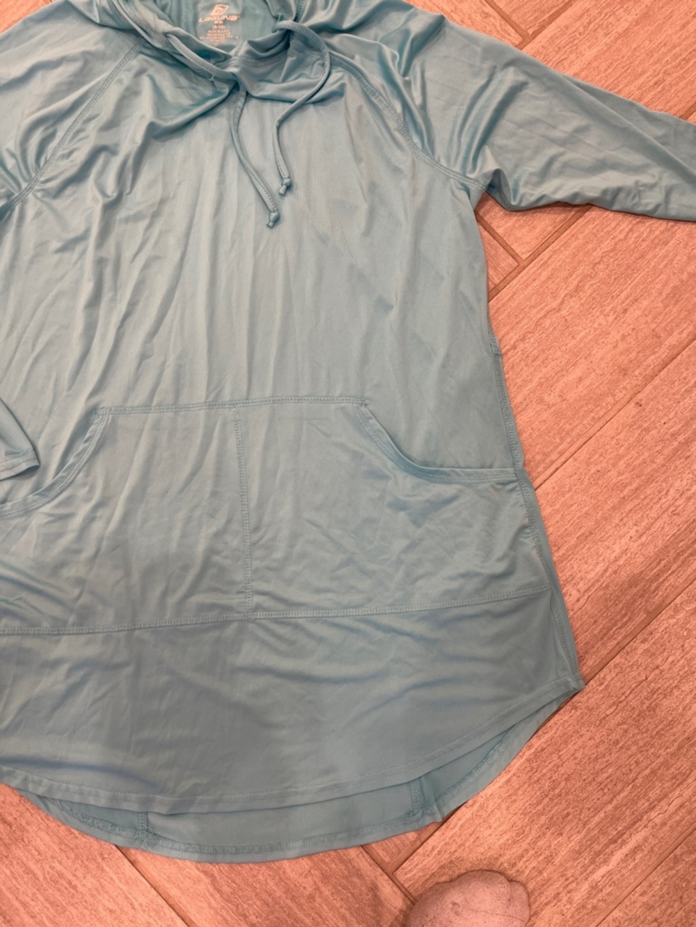 Women’s Light Teal Hooded Swim Cover-Up - Picture 3 of 3